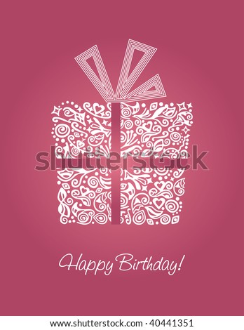 Detailed Pink Happy Birthday Card Stock Vector 40441351