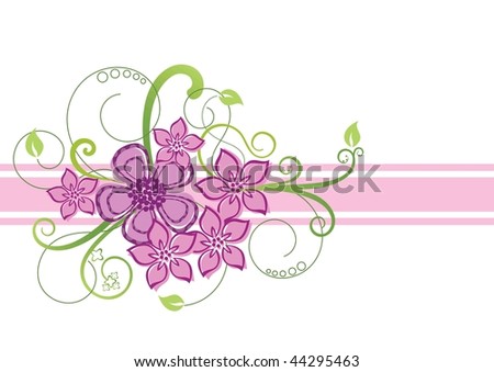 stock vector Floral pink and green border design
