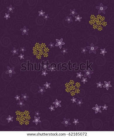 swirls and flowers. Purple swirls and flowers