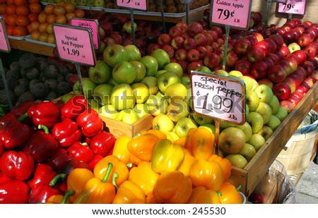 Farmers market , fruit and vegetable stand