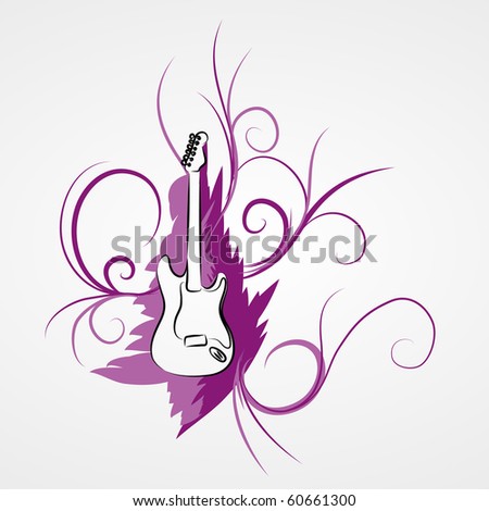 stock vector Electric guitar and violet pinstripes vector illustration 