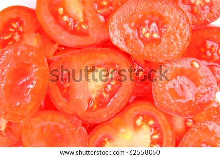 sliced ripe yummy tomatoes on white background