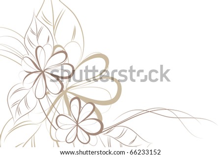 Beautiful Floral Vector Background (Brown Flowers On Light) - 66233152