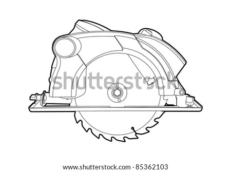 Vector Outline Circular Saw On White Background - 85362103 : Shutterstock