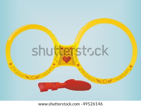 Stock Photo Golden Handcuffs In The Form Of Wedding Rings Next Is Key