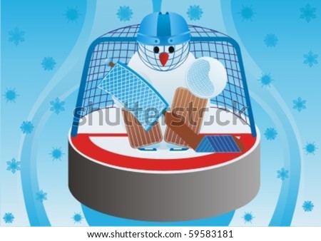 Winter sport. Ice Hockey. The goalkeeper is on the gate.