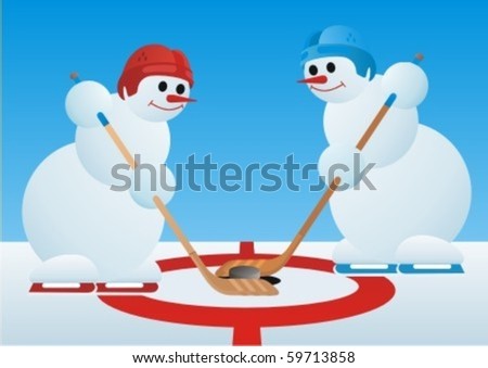 Team winter sport. Ice Hockey. Snowmen-hockey players