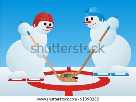 Team winter sport. Ice Hockey. Snowmen-hockey players