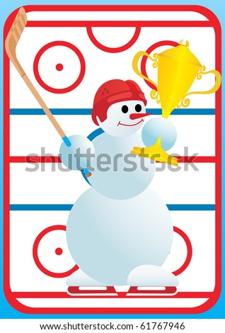 Team winter sport. Hockey hockey. Snowman-winner