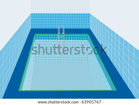 Swimming pool with a ladder to descend into the water.