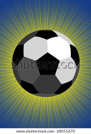 Sports equipment. Soccer ball on abstract background radiance.