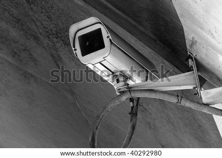 A CCTV camera monitoring traffic in a road tunnel
