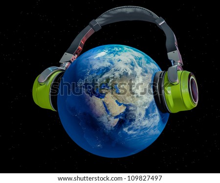 Planet listening to music. Elements of this image furnished by NASA