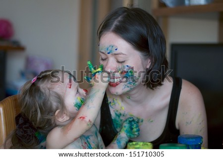 the child and mother painting