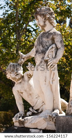 Antique statue in park of Queluz, Sintra, Portugal