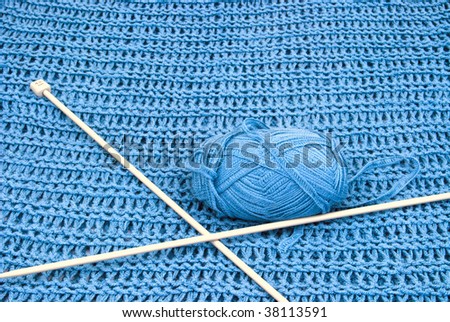 wool and knitting needles - isolated