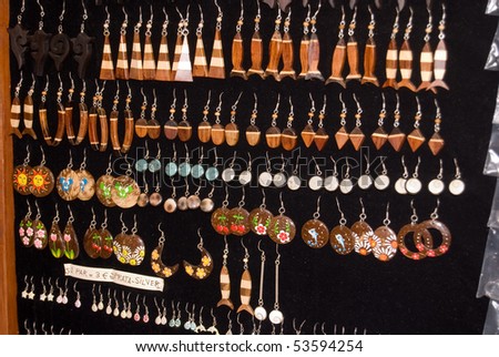 Costume jewelry in the market in city of Portugal