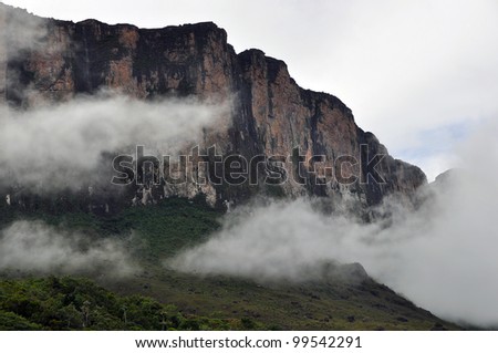 mount Roraima with clouds , border of Brazil, Venezuela and Guyana