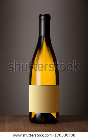 Bottle of white wine with a blank label
