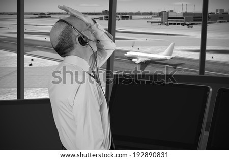 Air traffic controller at work