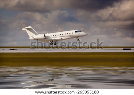 Private jet landing