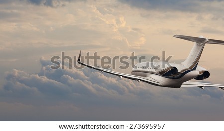 Private jet in flight