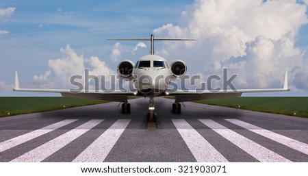 Private jet on the runway ready for take off