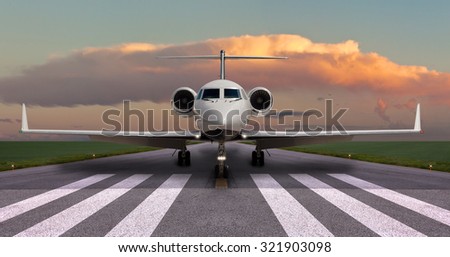Private jet on the runway ready for take off