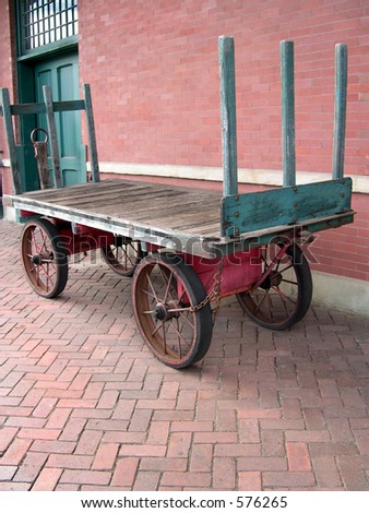 Old-fashioned railroad luggage cart