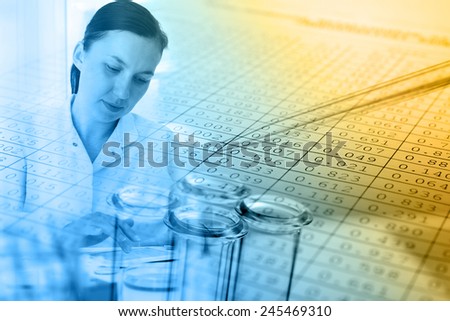 Investigator checking,test tubes ,medical glassware