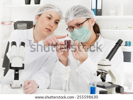 Laboratory assistant in the laboratory of of food quality.