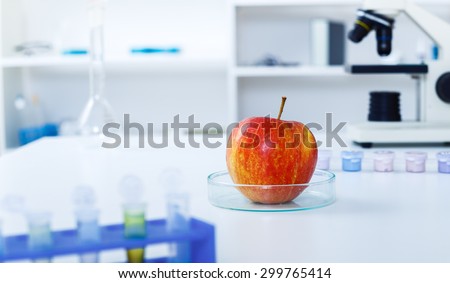 Red Apple to selection in Microbiological laboratory.Chemical Laboratory of the Food supply.