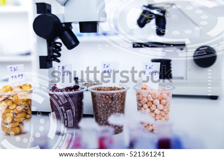 Chemical Laboratory of the Food supply . Food in laboratory, dna modify .