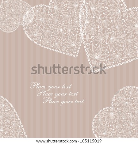 Valentine's Day Love & Hearts card with lace hearts Valentine's Day Love & Hearts card with lace hearts