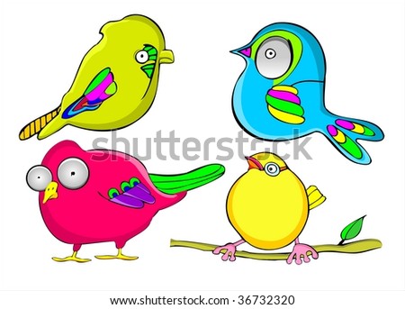 Cartoon Birds on Vector Illustration Of 4 Cartoon Birds   36732320   Shutterstock