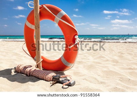 Life buoy on the beach.