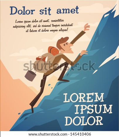 Climbing up the hill Vector retro styled illustration Climbing up the hill Vector retro styled illustration
