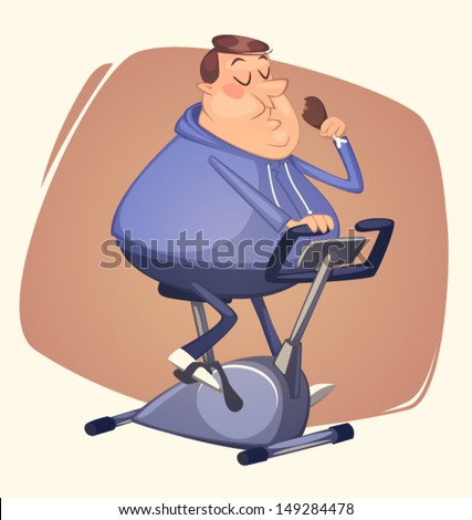 Fat man eating and riding Vector illustration Fat man eating and riding Vector illustration