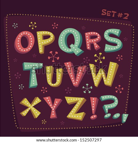 Retro type font Fifties style alphabet Vector illustration Retro type font Fifties style alphabet Vector illustration