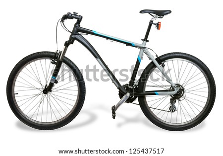 Mountain bicycle bike with shadow isolated on white background Mountain bicycle bike with shadow isolated on white background