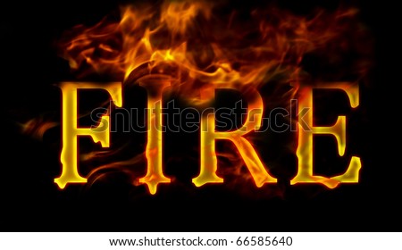 The word FIRE surrounded by flames