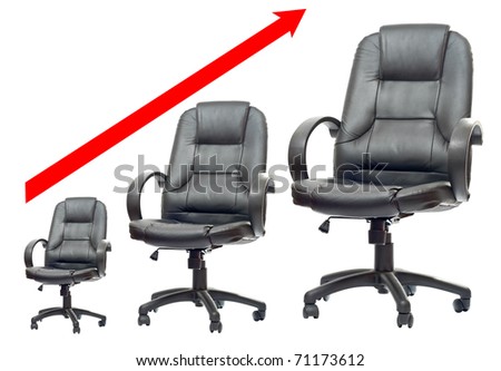Three of Office Leather Chair implying career isolated on white background