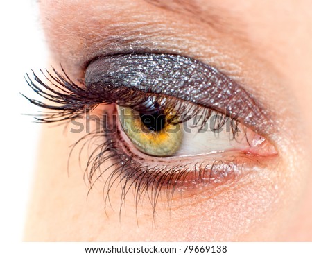 Close-up black eye, long eyelashes and beautiful eye