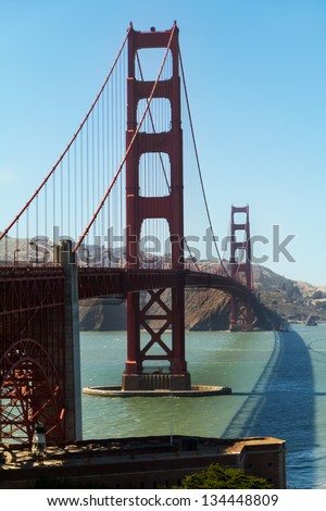 The Golden Gate Bridge is a suspension bridge spanning the Golden Gate, the opening of the San Francisco Bay into the Pacific Ocean. Symbol of San Francisco, California.