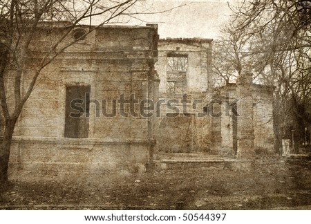 Ancient country estate.Photo in vintage image style.