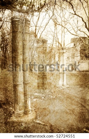 Deserted country estate.Photo in vintage image style.