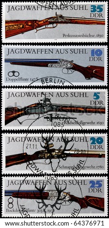 GERMANY - CIRCA 1978: post stamps printed in Germany and shows ancient guns, series.Circa 1978