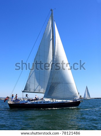 ODESSA,UKRAINE - MAY 28: Sailing boats during a regatta the Cup of ORT Media Group. May 28, 2011 in Odessa, Ukraine