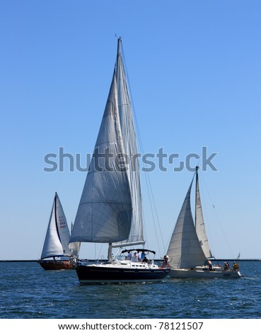 ODESSA,UKRAINE - MAY 28: Sailing boats getting ready for a regatta the Cup of ORT Media Group. May 28, 2011 in Odessa, Ukraine