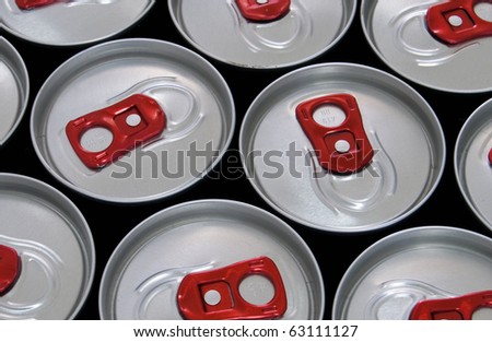 Cans of soft drink close up